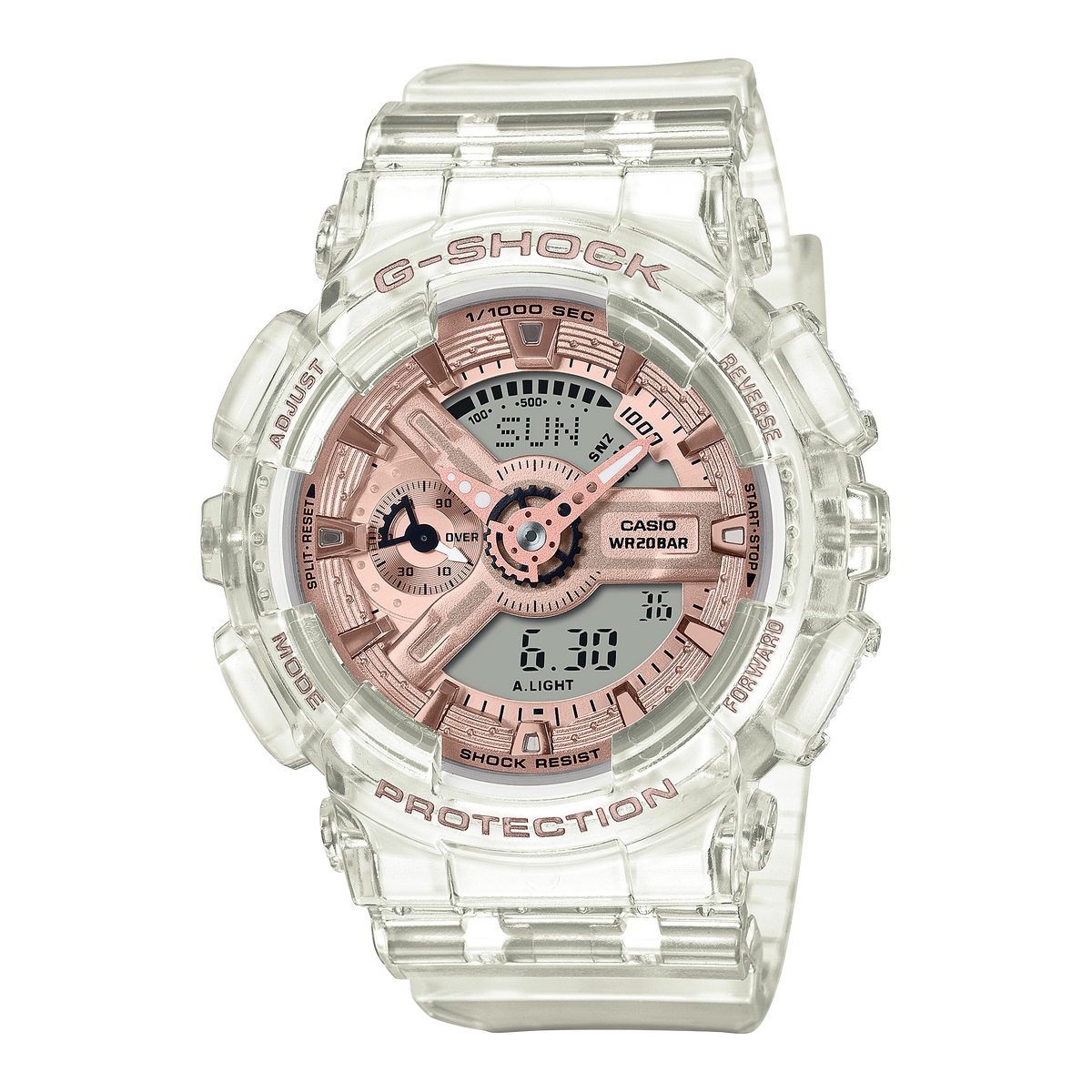 Casio G-Shock GMA Series (Model GMA-S110SR-7A) Women's Transparent White Strap Quartz Watch - GMAS110SR-7A