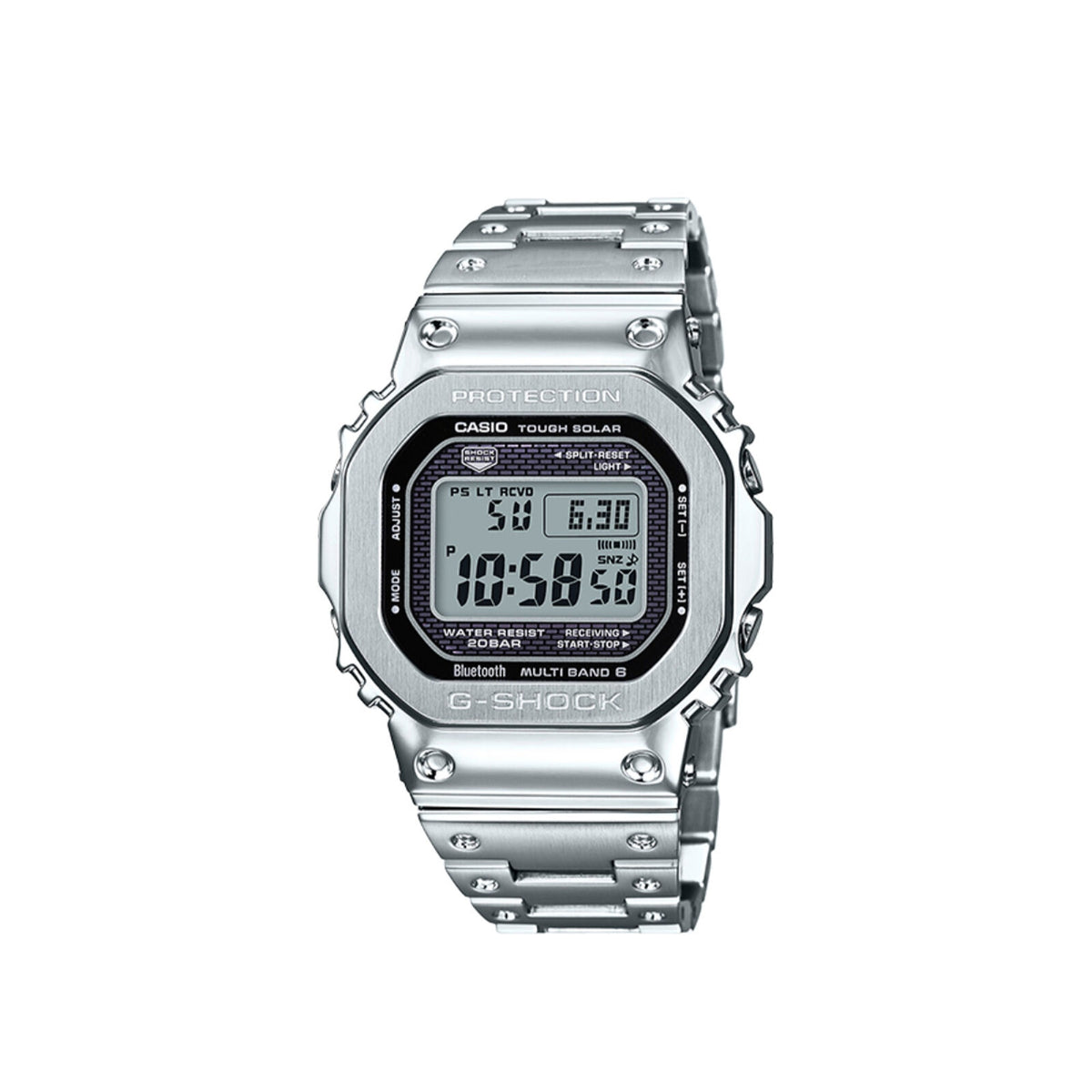 Casio G-SHOCK Full Metal Square Series / GMW-B5000 Series Men's Silver Bracelet Quartz Watch - GMWB5000D-1
