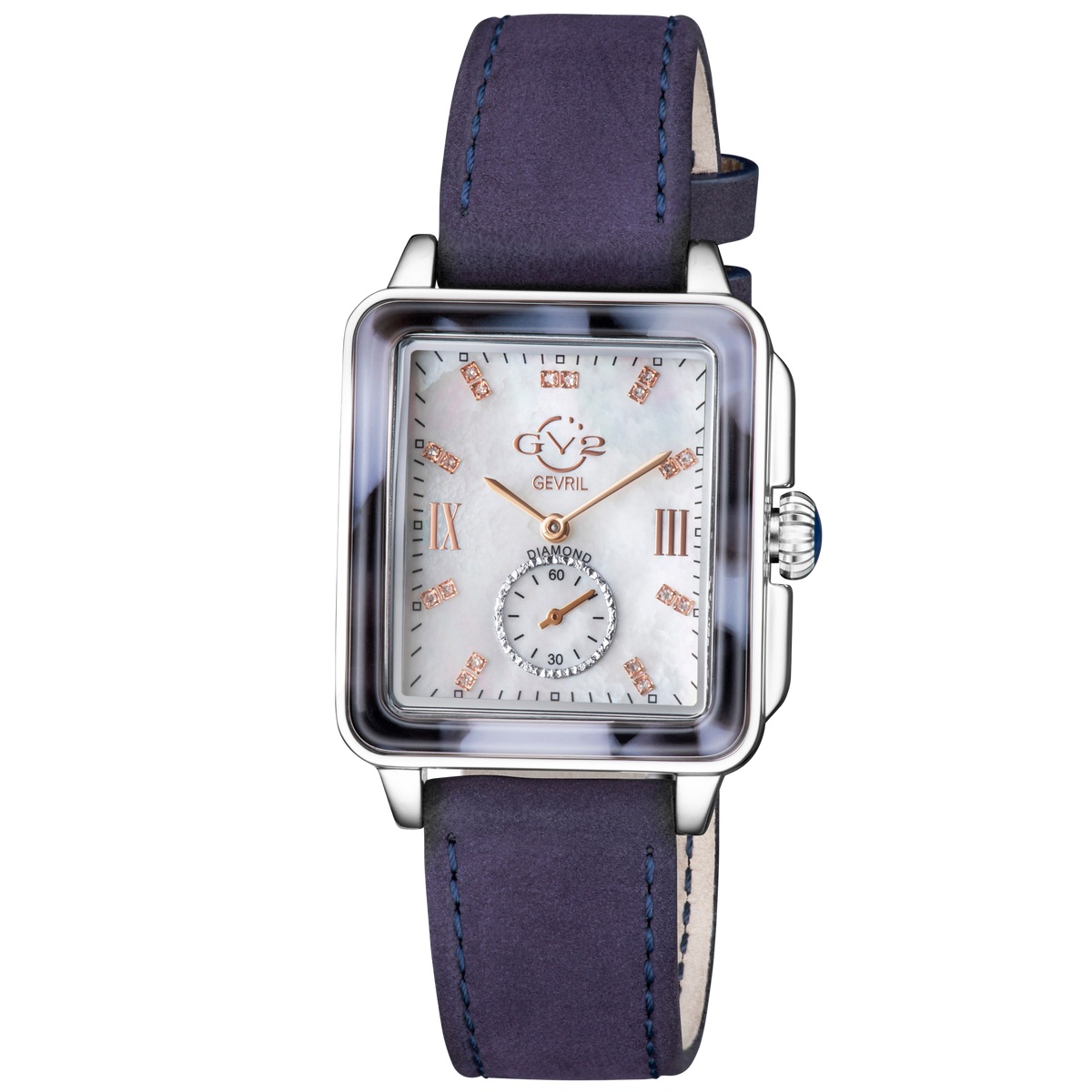 Gevril GV2 Bari Diamond Women's Navy Blue Strap Quartz Watch - 9244