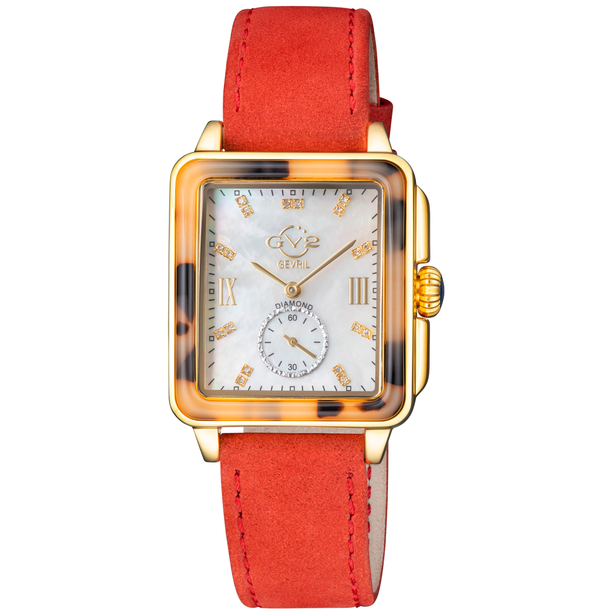 Gevril GV2 Bari Tortoise Women's Red Strap Quartz Watch - 9246.1