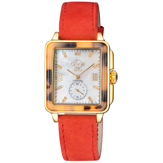 Gevril GV2 Bari Tortoise Women's Red Strap Quartz Watch - 9246.1