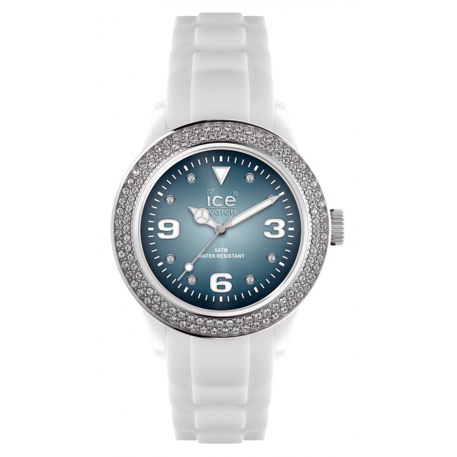 Ice-Watch Ice Blue Stone Shine Unisex White Strap Quartz Watch - IB.ST.WSH.U.S.11