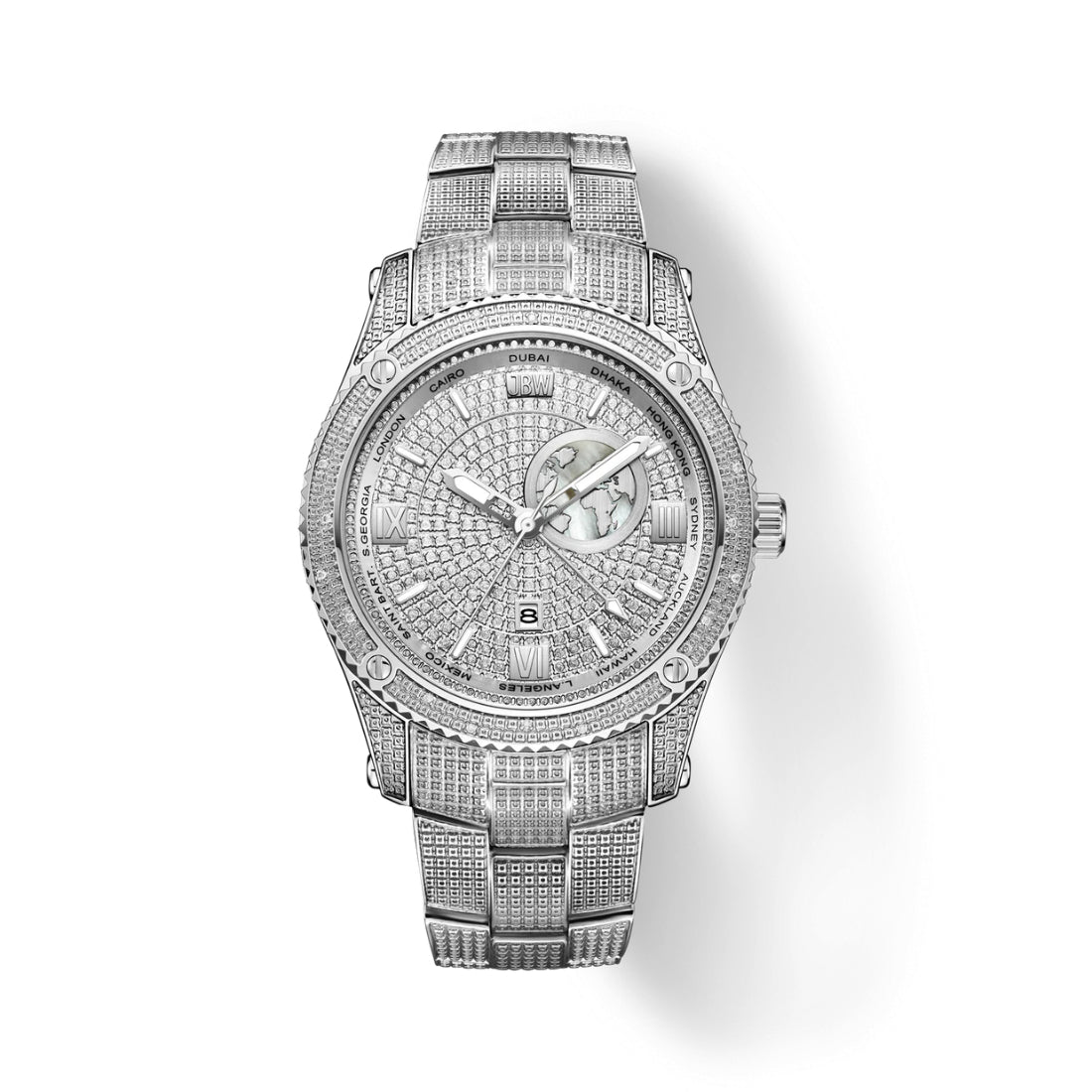 JBW Jet Setter GMT Men's Silver Bracelet Quartz Watch - J6370B