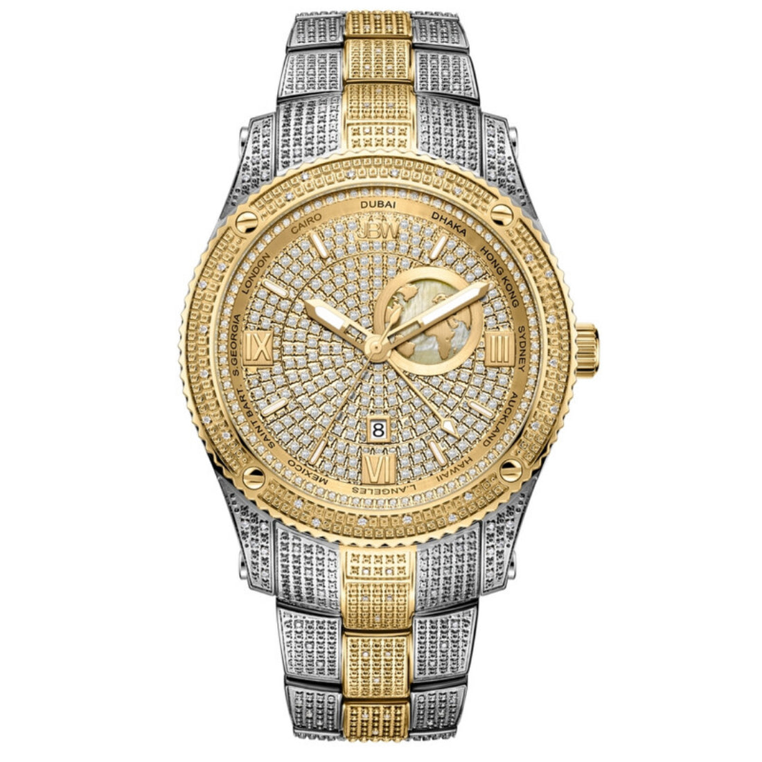 JBW Jet Setter GMT Men's Two-tone Bracelet Quartz Watch - J6370D