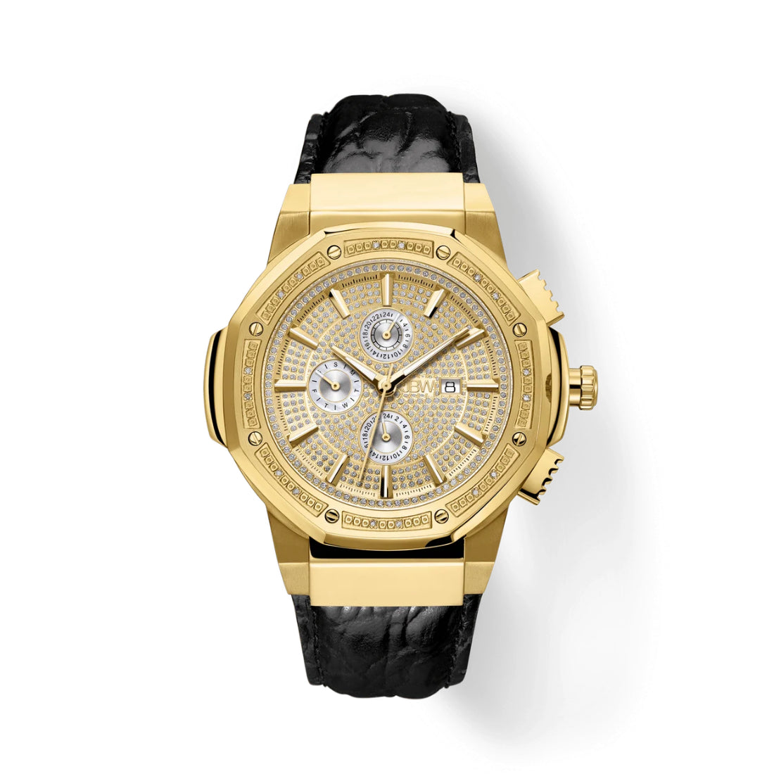 JBW Saxon 10 YR Men's Black Strap Quartz Watch - JB-6101L-10A