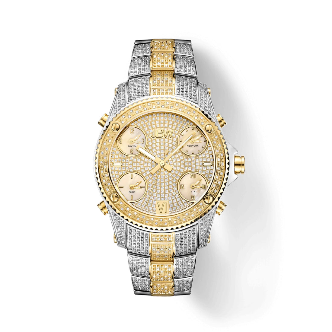 JBW Jet Setter Men's Two-tone/Silver and Gold Bracelet Quartz Watch - JB-6213-E
