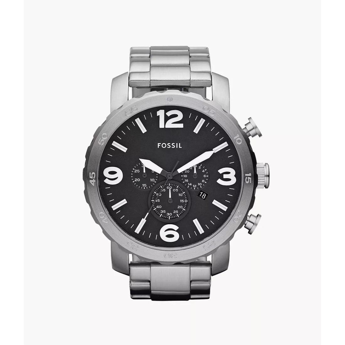 Fossil Nate Men's Silver Bracelet Quartz Watch - JR1353