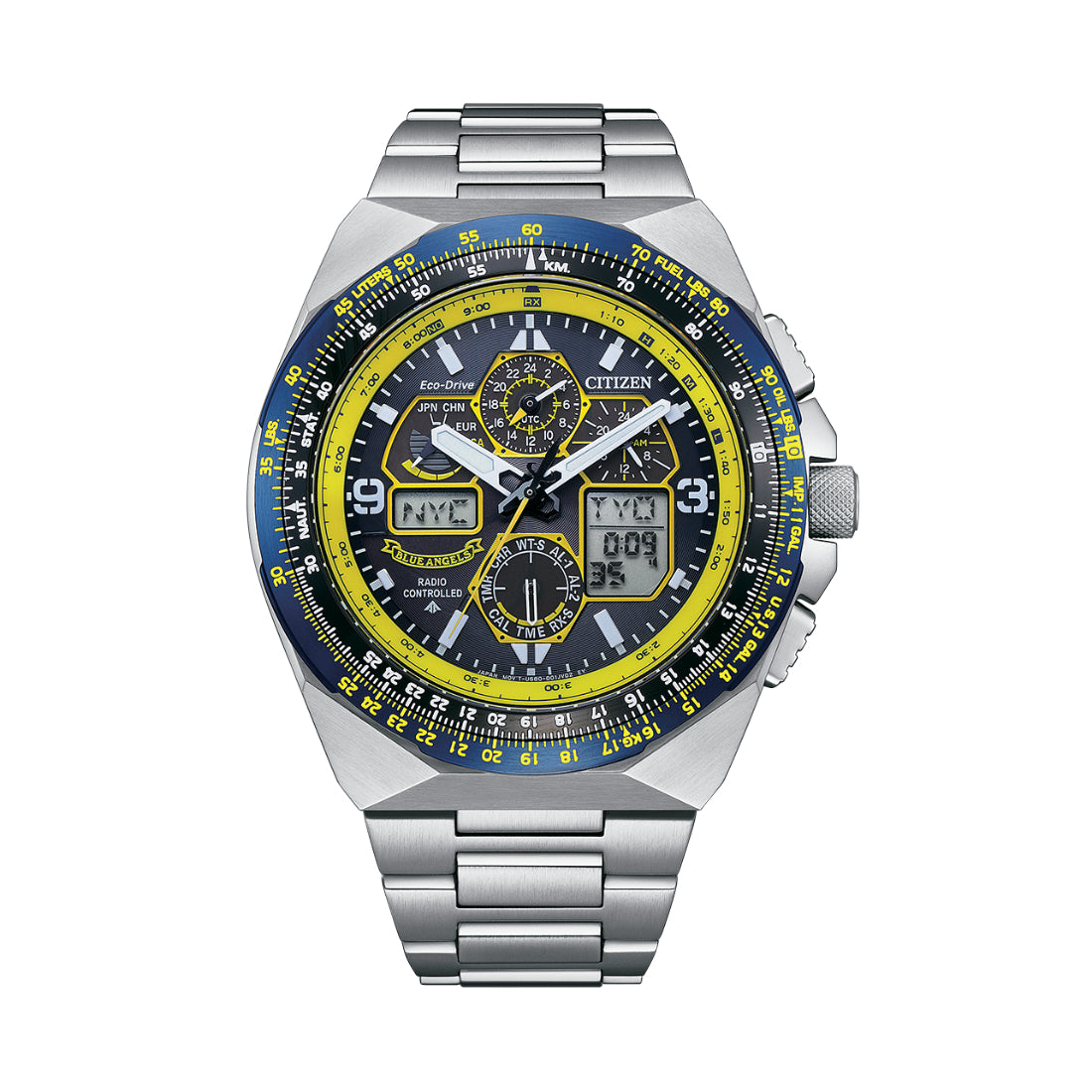 Citizen Promaster Skyhawk A-T Blue Angels Men's Silver-tone Bracelet Quartz Watch - JY8125-54L