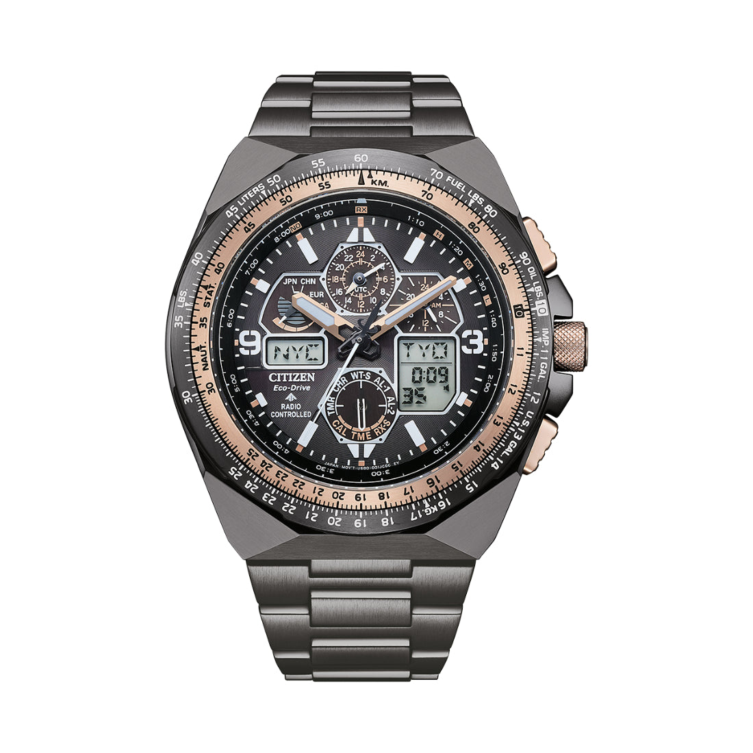 Citizen Promaster Skyhawk A-T (Promaster 35th Anniversary Limited Edition) Men's Black with Sakura Pink Gold-tone accents Bracelet Quartz Watch - JY8146-54E