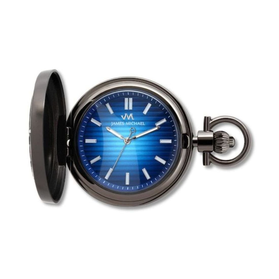 James Michael PQA061134 Men's Gunmetal Gray Chain Quartz Pocket Watch - PQA061134