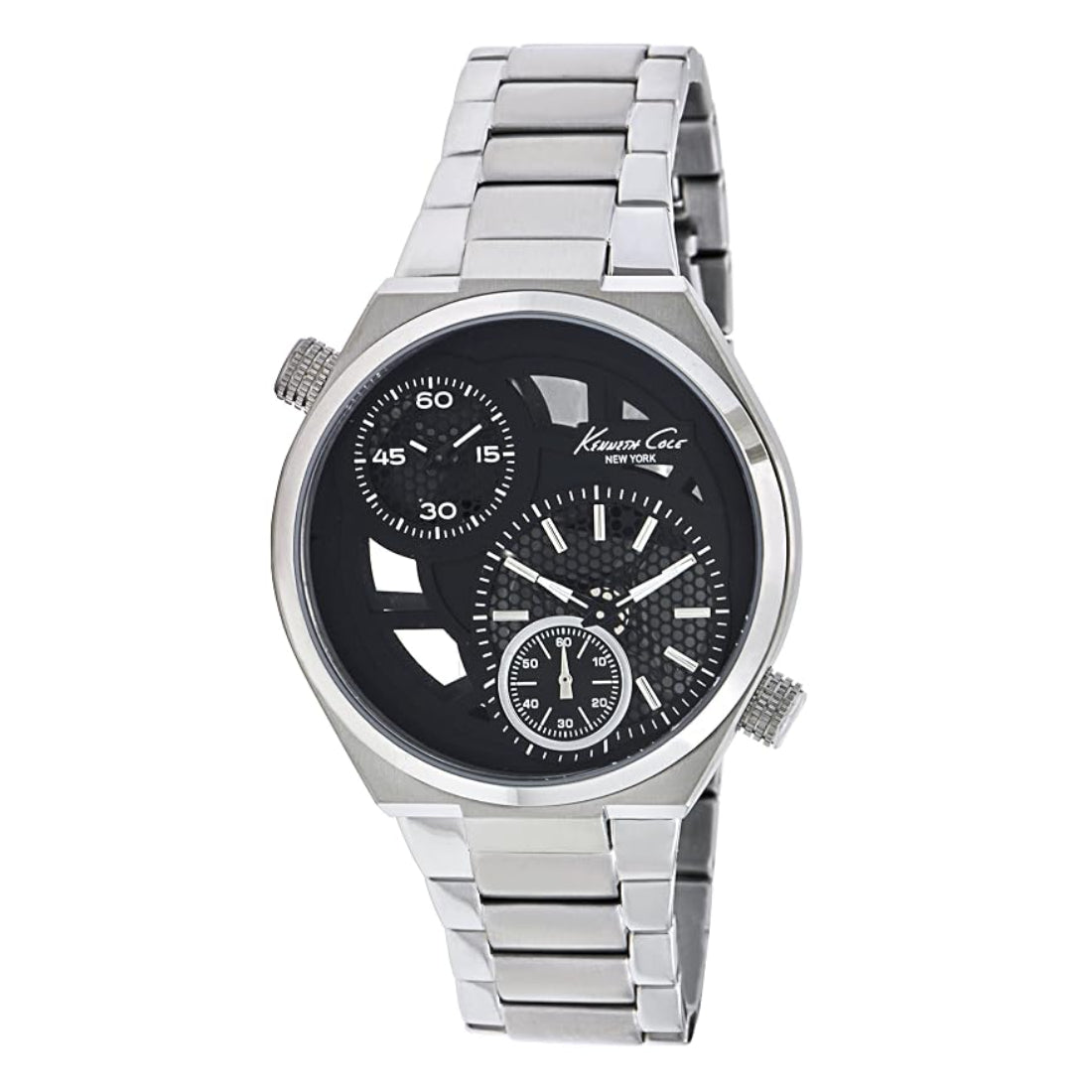 Kenneth Cole Dual Time Skeleton Men's Silver Bracelet Quartz Watch - KC3991