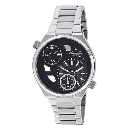 Kenneth Cole Dual Time Skeleton Men's Silver Bracelet Quartz Watch - KC3991