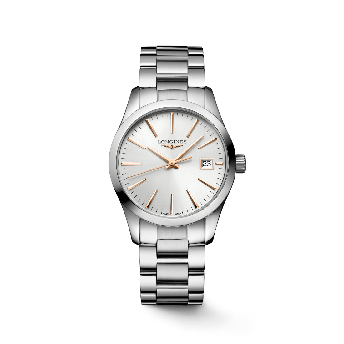 Longines Conquest Classic Women's Sunray Silver Dial Stainless Steel Bracelet Quartz Watch L2.386.4.72.6