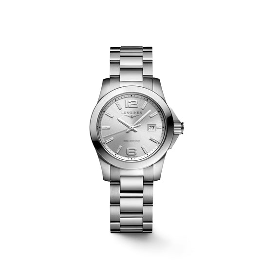 Longines Conquest Women's Sunray Silver Dial Stainless Steel Bracelet Quartz Sport Watch L3.376.4.76.6