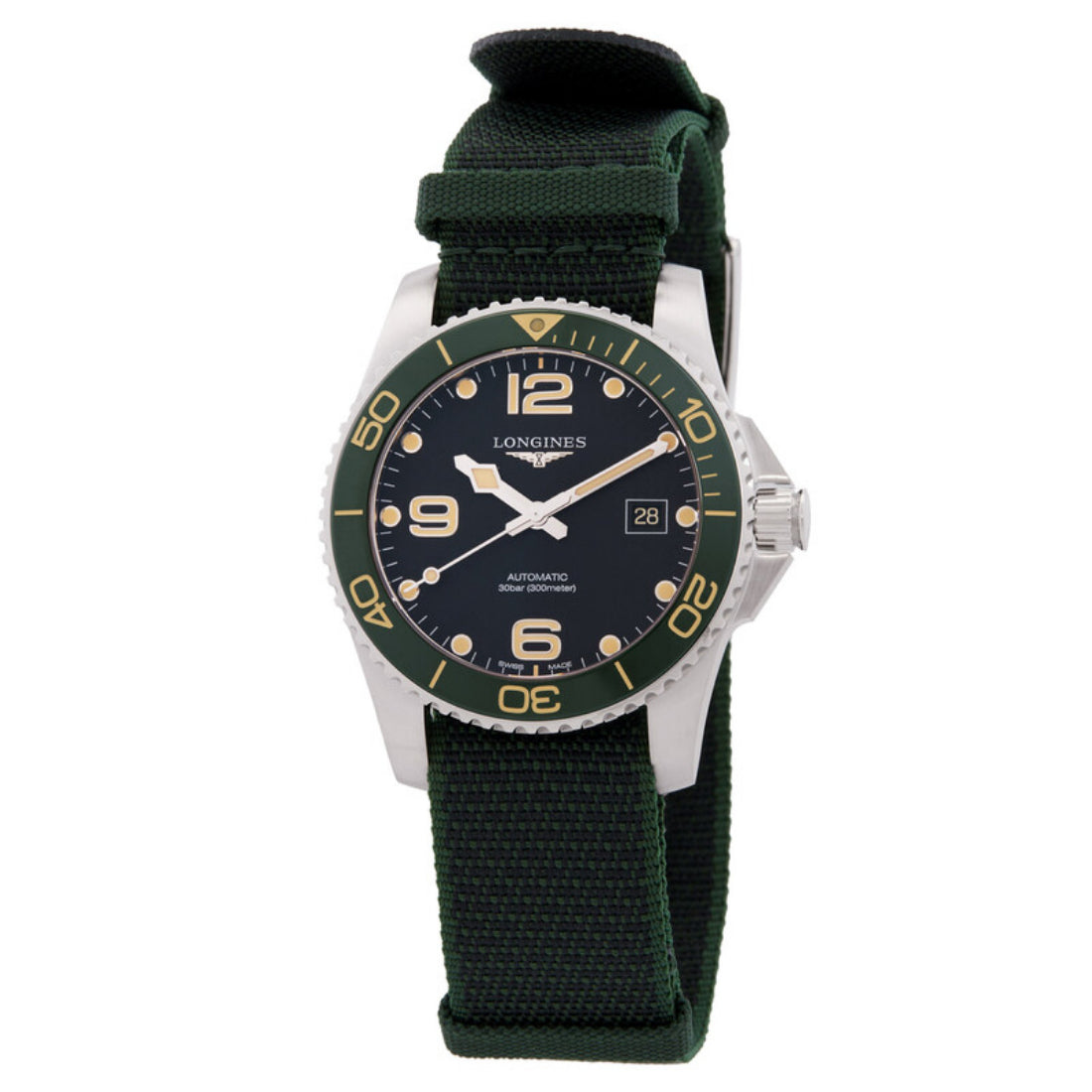 Longines HydroConquest Men's Green Strap Automatic Watch - L3.781.4.05.2