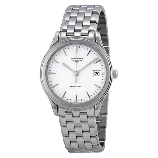 Longines Flagship Men's White Dial Stainless Steel Bracelet Slim Automatic Dress Watch L4.774.4.14.6