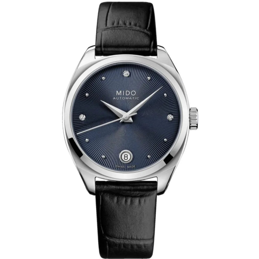 Mido Belluna Royal Lady Women's Blue Dial Black Leather Strap Automatic Watch M024.307.16.046.00