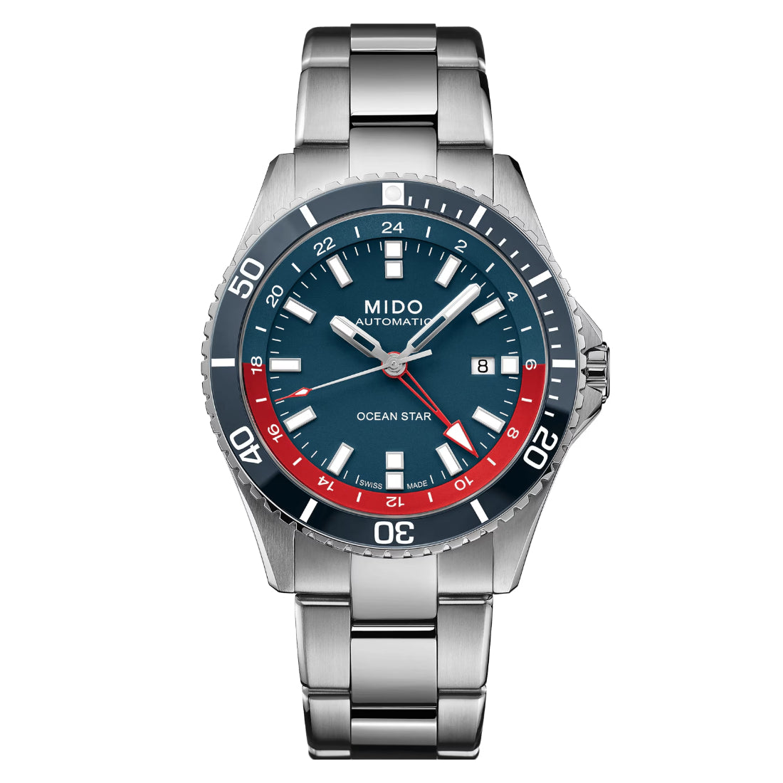 Mido Ocean Star GMT Men's Blue Dial Stainless Steel Bracelet Automatic Watch M0266291104100