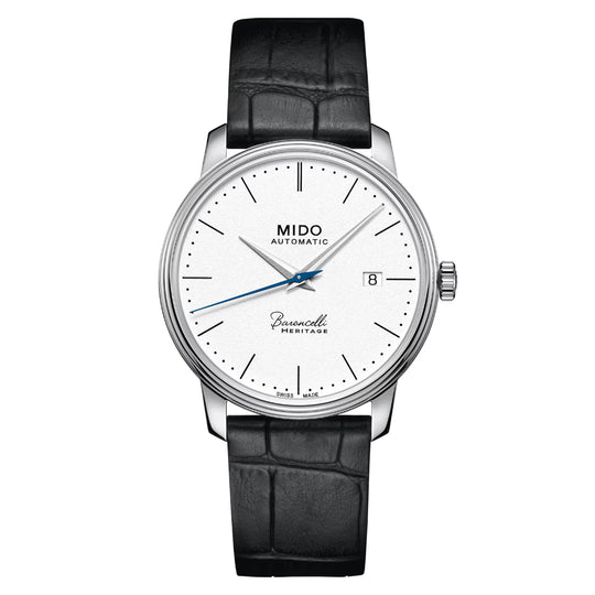 Mido Baroncelli Heritage Men's White Dial Black Leather Strap Automatic Watch M027.407.16.010.00