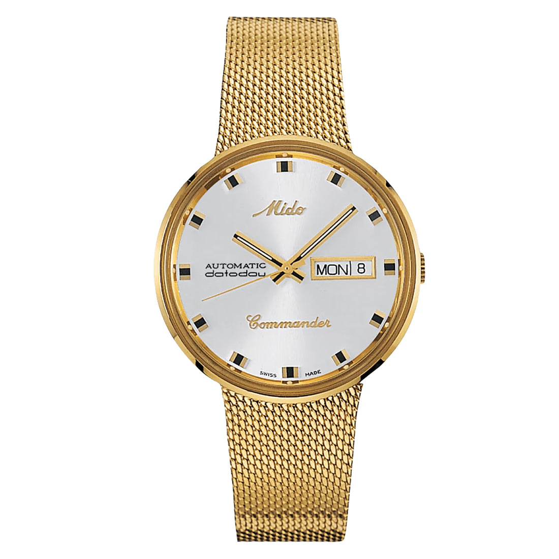 Mido Commander 1959 Men's Silver Dial Yellow Gold-Tone Stainless Steel Bracelet Automatic Watch M842932113