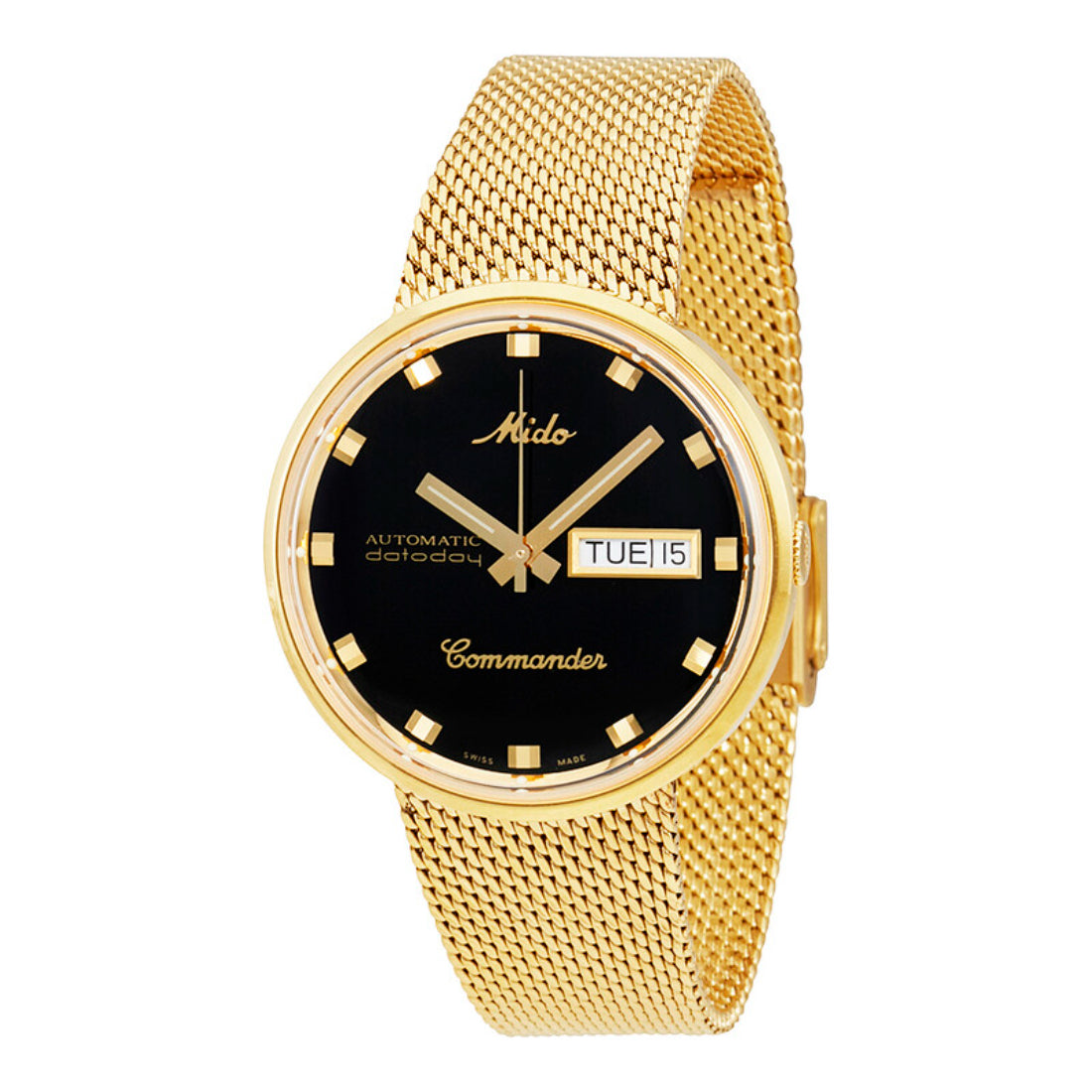 Mido Commander 1959 Unisex Black Dial Yellow Gold-Tone Stainless Steel Bracelet Automatic Watch M842932813