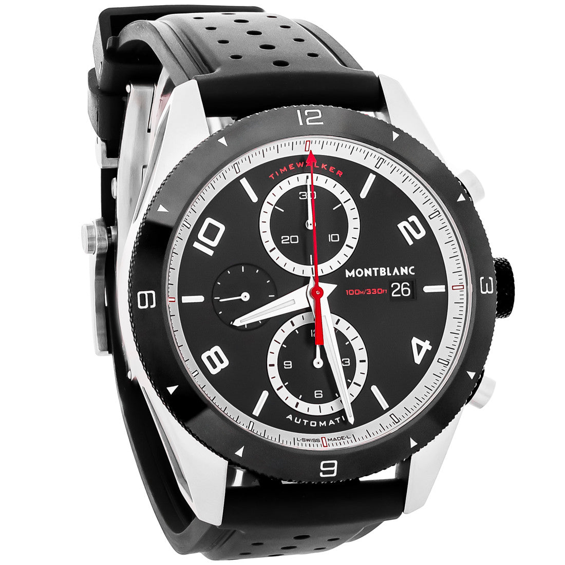Montblanc TimeWalker Men's Black Dial Black Rubber Strap Automatic Watch MB116096