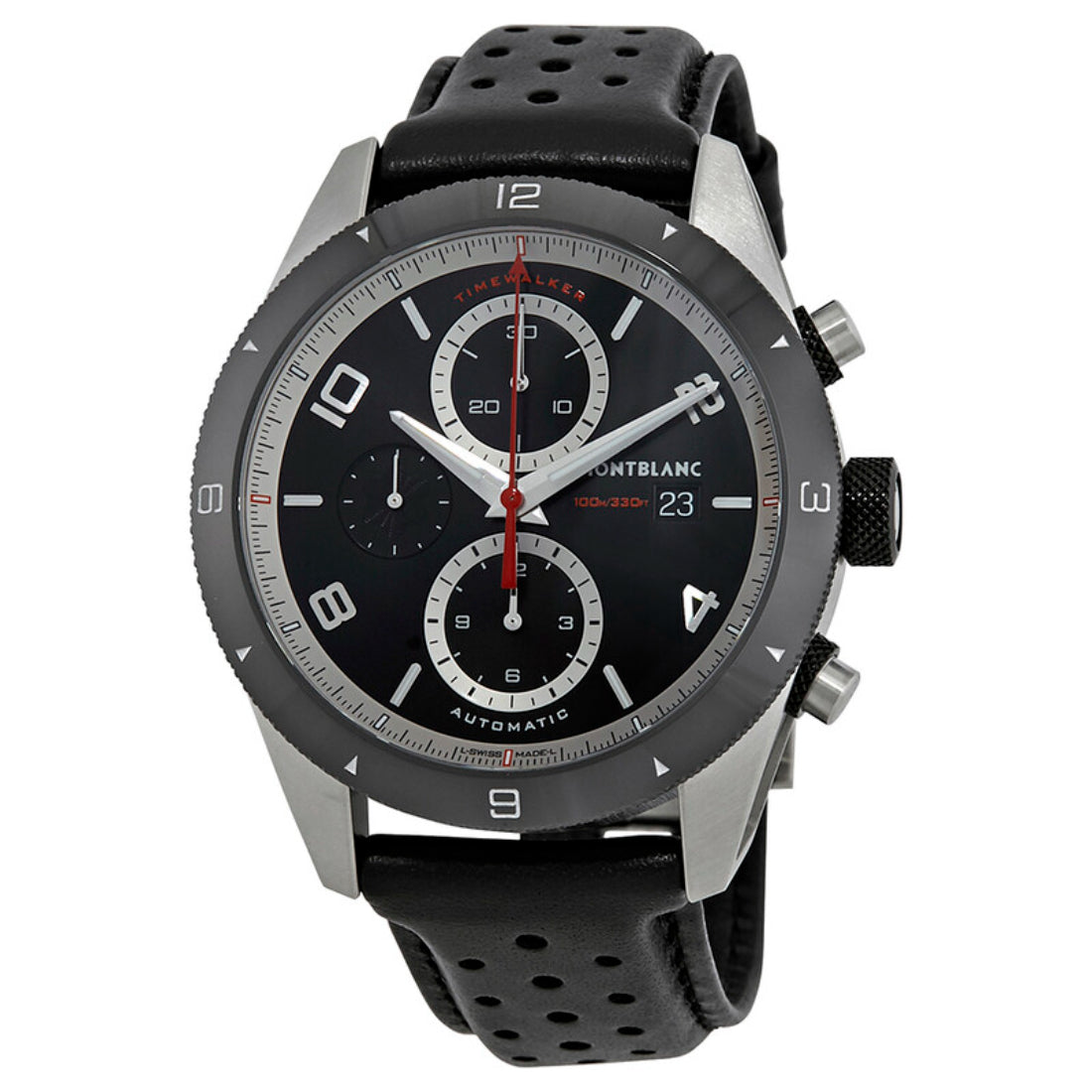 Montblanc TimeWalker Men's Black Dial Black Leather Strap Automatic Watch MB116098