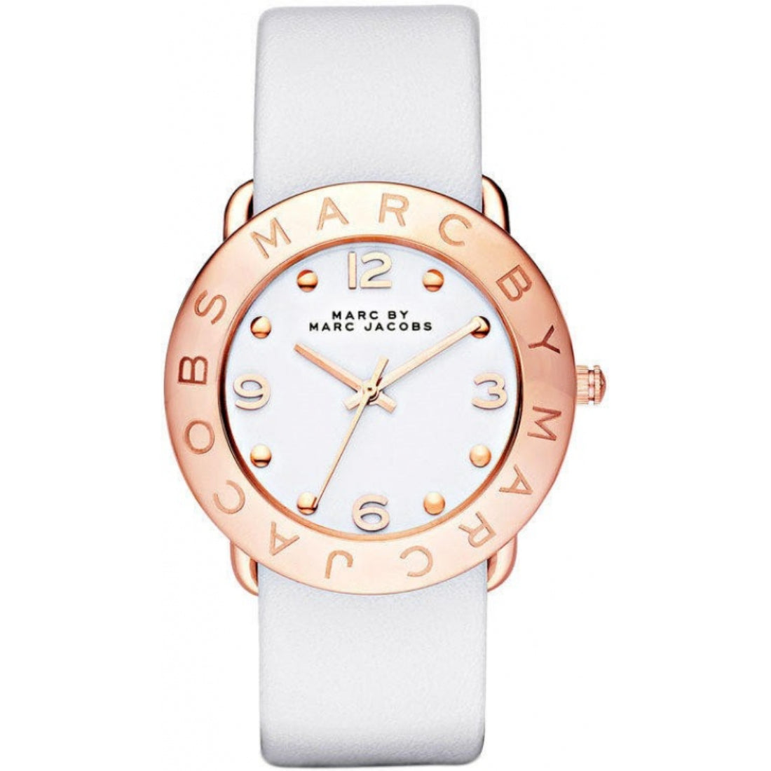 Marc Jacobs Amy Women's White Dial White Leather Strap Quartz Watch MBM1180
