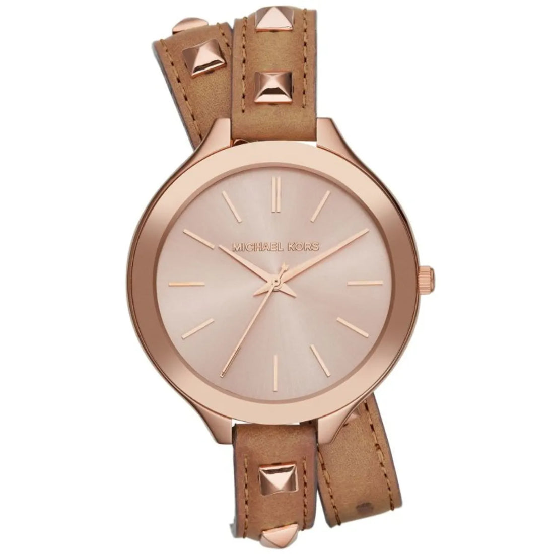 Michael Kors Women's White Dial Brown Leather Strap Quartz Watch MK2299