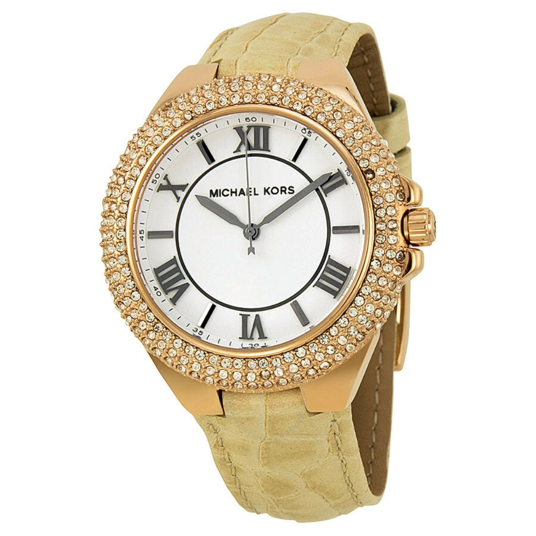 Michael Kors Slim Camille Women's White Dial Beige Leather Strap Quartz Watch MK2330