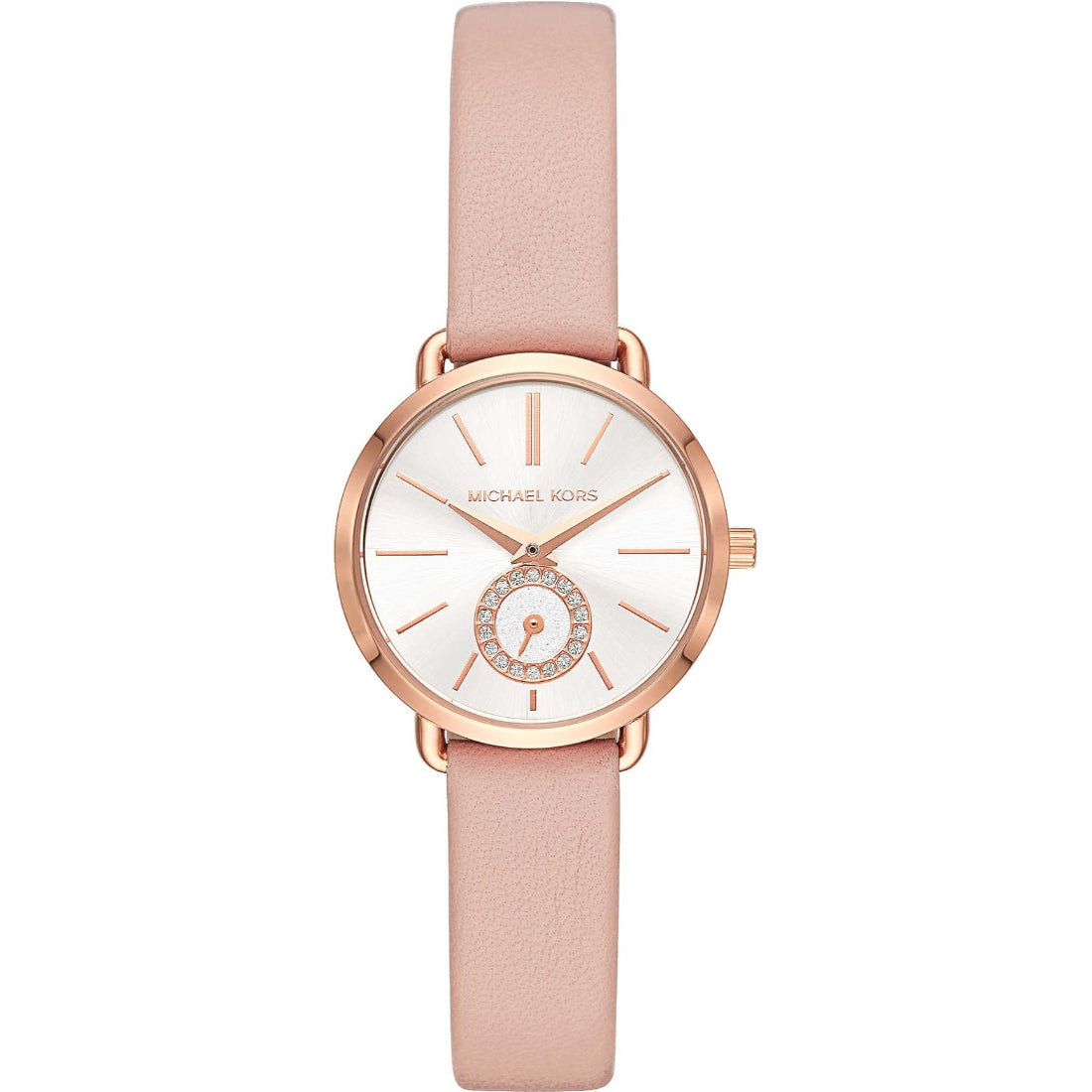 Michael Kors Petite Portia Women's White Dial Pink Leather Strap Quartz Watch MK2735