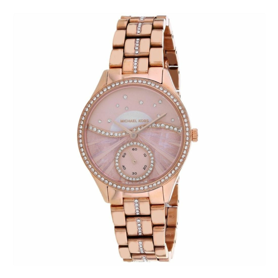 Michael Kors Lauryn Women's Pink Dial Rose Gold-Tone Stainless Steel Bracelet Quartz Watch MK4436