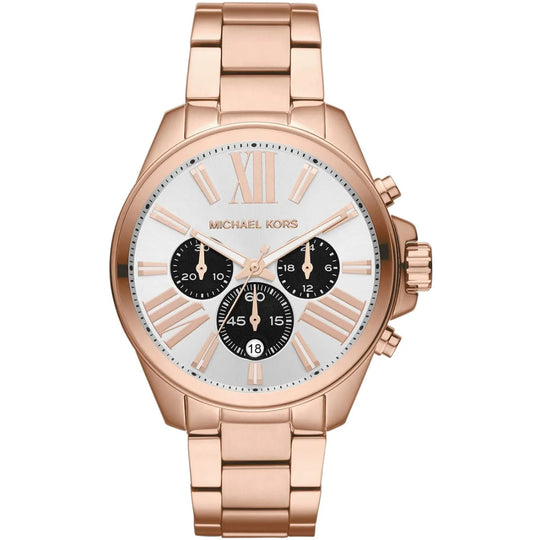 Michael Kors Wren Women's Silver Dial Rose Gold-Tone Stainless Steel Bracelet Quartz Watch MK5712
