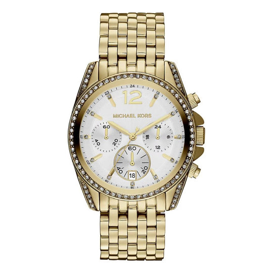 Michael Kors Pressley Women's White Dial Gold-Tone Stainless Steel Bracelet Quartz Watch MK5835