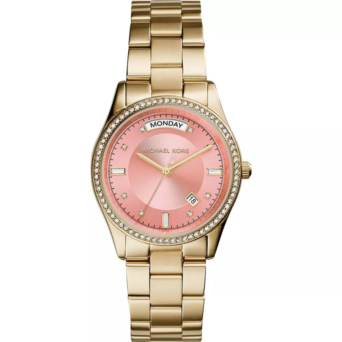 Michael Kors Colette Women's Rose Pink Dial Rose Gold-Tone Stainless Steel Bracelet Quartz Watch MK6143