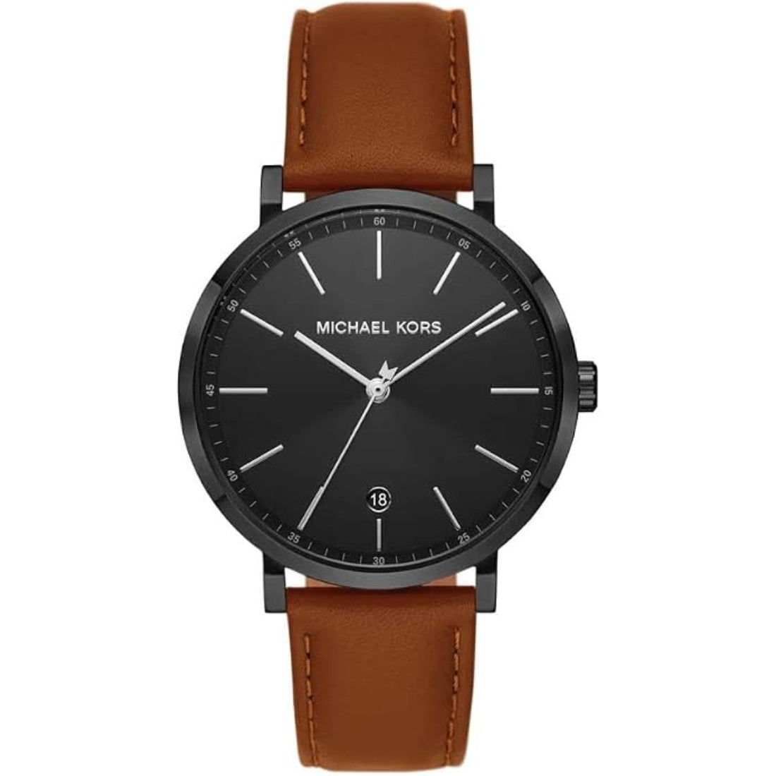Michael Kors Irving Men's Black Sunray Dial Brown Leather Strap Quartz Watch MK8739