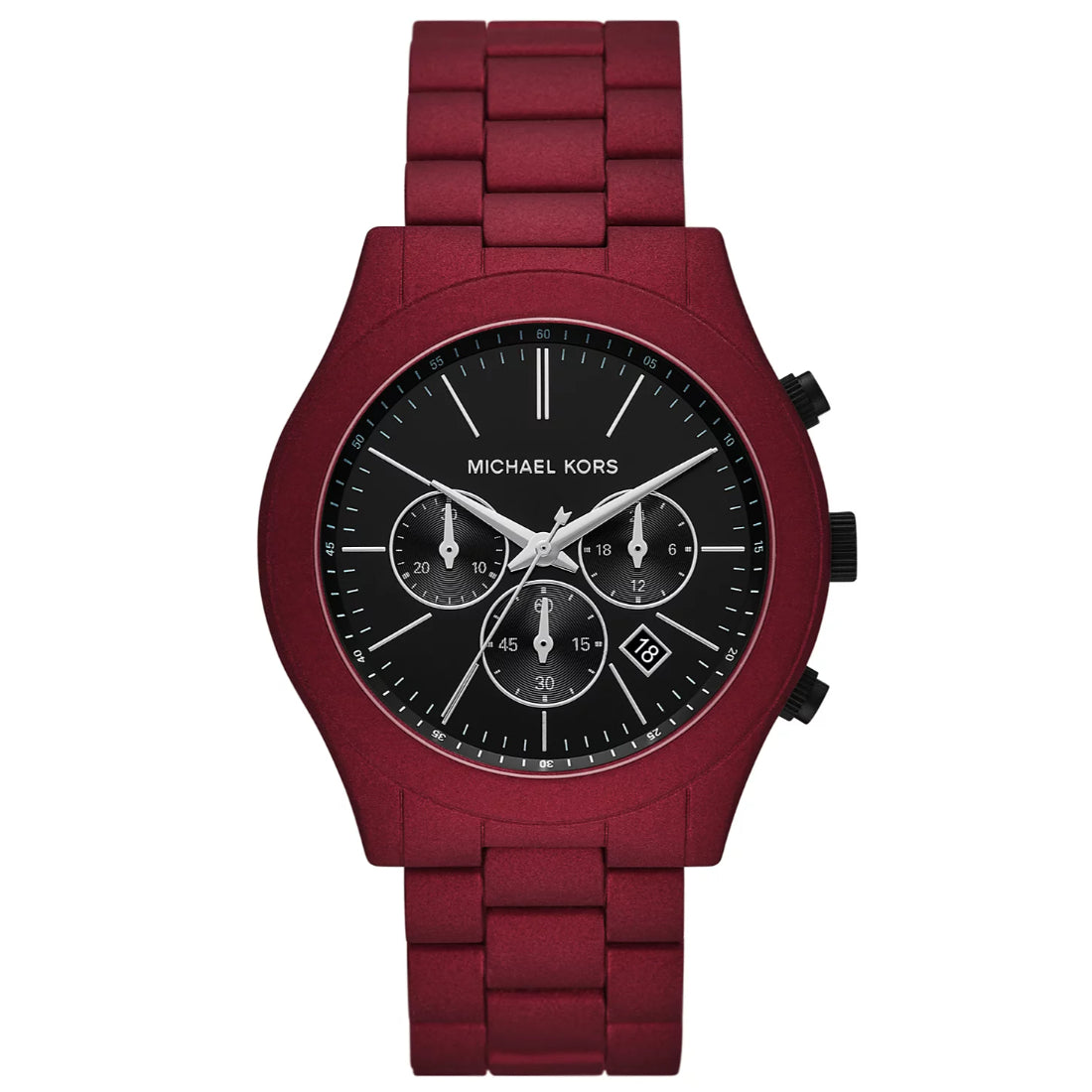 Michael Kors Slim Runway Men's Black Dial Red Stainless Steel Bracelet Quartz Watch MK9061