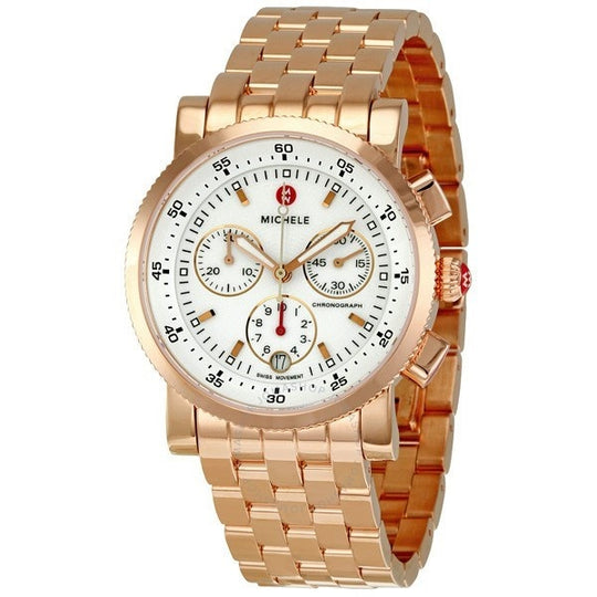 Michele Sport Sail Women's White Dial Rose Gold-Tone Stainless Steel Bracelet Quartz Watch MWW01C000064