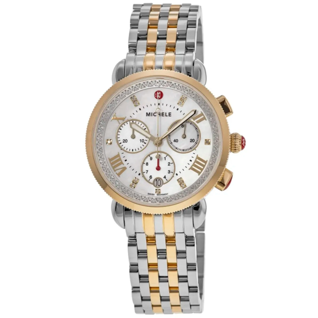 Michele Sport Sail Women's White Mother-of-Pearl Dial Two-Tone Stainless Steel Bracelet Quartz Watch MWW01C000142