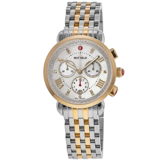 Michele Sport Sail Women's White Mother-of-Pearl Dial Two-Tone Stainless Steel Bracelet Quartz Watch MWW01C000142