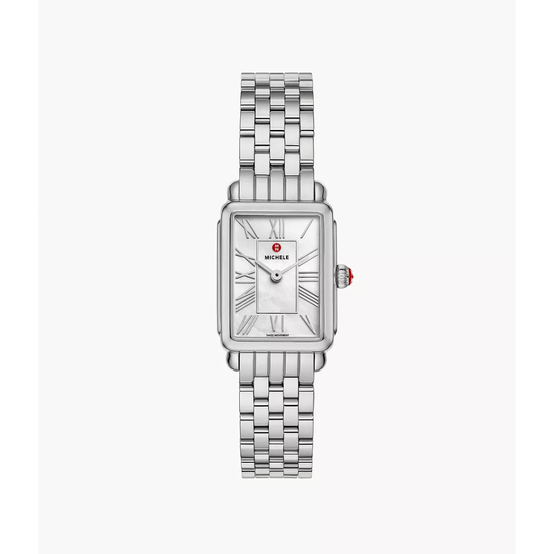 Michele Deco Park Women's White Mother-of-Pearl Dial Stainless Steel Bracelet Quartz Watch MWW06E000144