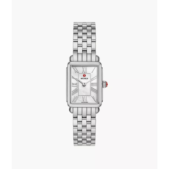 Michele Deco Park Women's White Mother-of-Pearl Dial Stainless Steel Bracelet Quartz Watch MWW06E000144