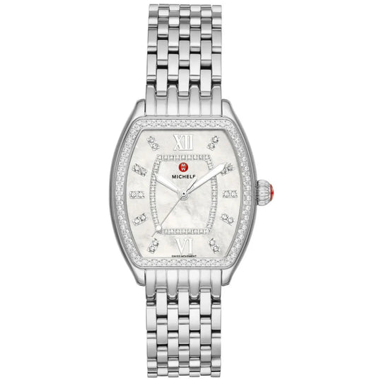 Michele Releve Women's White Mother-of-Pearl Dial Stainless Steel Bracelet Quartz Watch MWW19B000001
