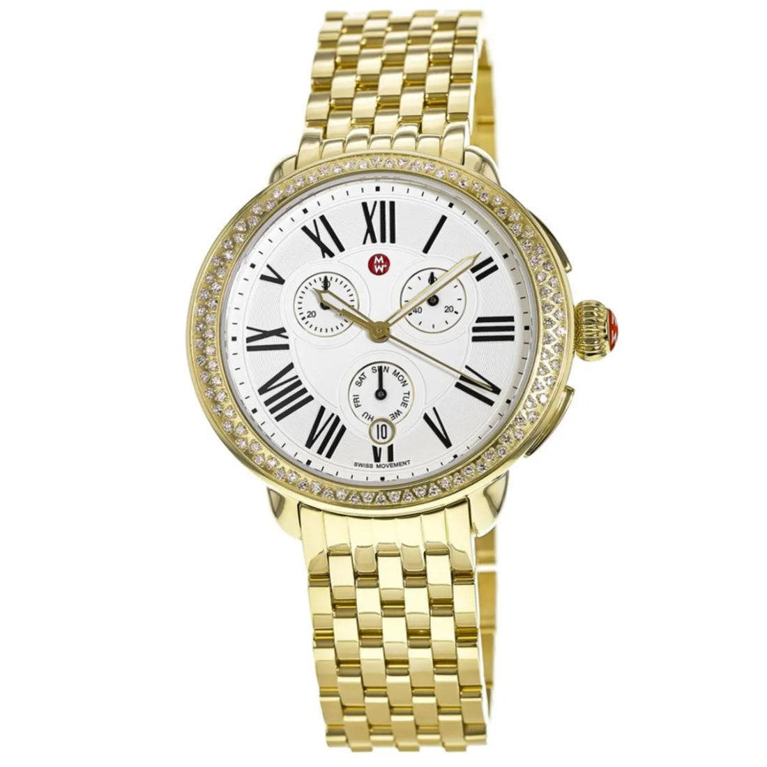 Michele Serein Women's Silver Dial Yellow Gold-Tone Stainless Steel Bracelet Quartz Watch MWW21A000011
