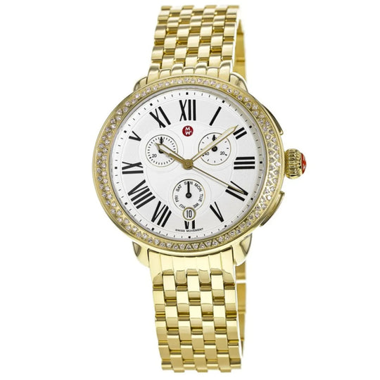 Michele Serein Women's Silver Dial Yellow Gold-Tone Stainless Steel Bracelet Quartz Watch MWW21A000011
