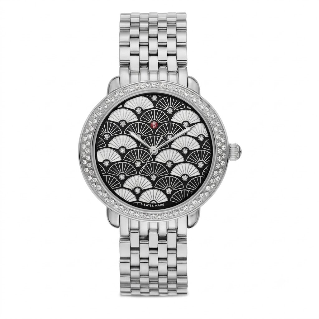 Michele Serein 16 Women's Black Dial Stainless Steel Bracelet Quartz Watch MWW21B000104
