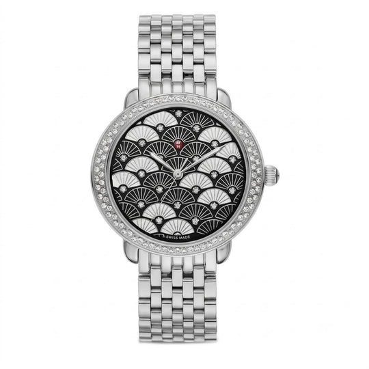 Michele Serein 16 Women's Black Dial Stainless Steel Bracelet Quartz Watch MWW21B000104