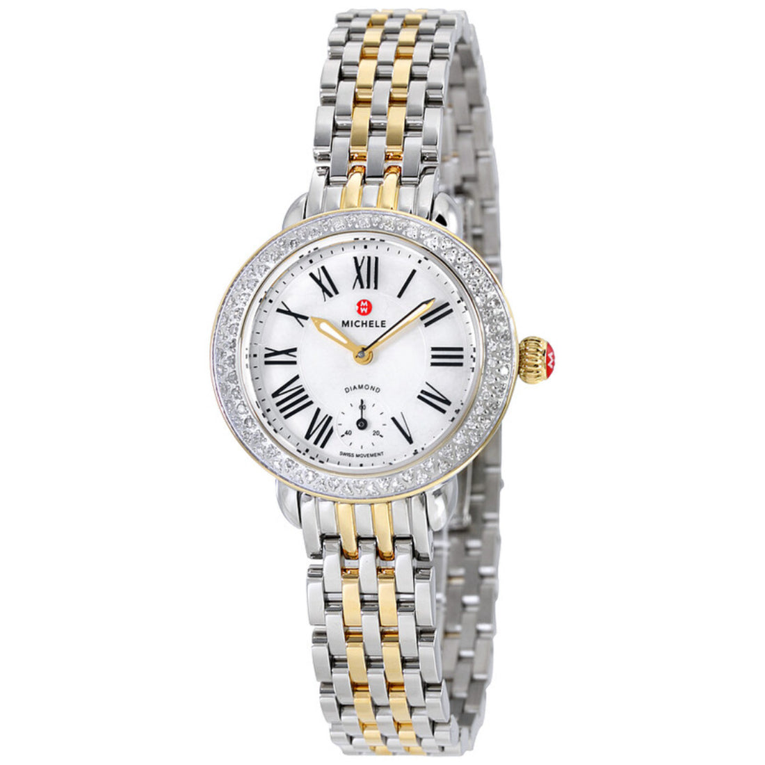 Michele Serein 12 Women's White Mother-of-Pearl Dial Two-Tone Stainless Steel Bracelet Quartz Watch MWW21E000007