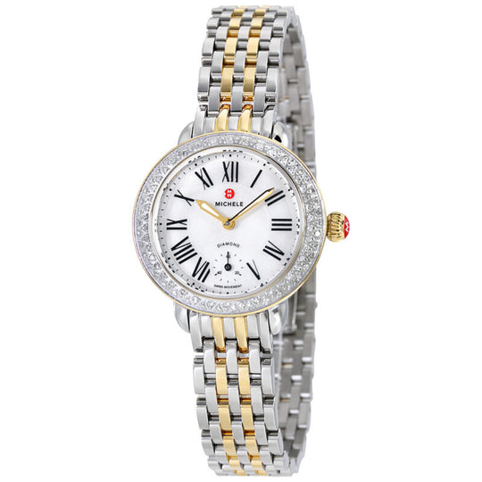 Michele Serein 12 Women's White Mother-of-Pearl Dial Two-Tone Stainless Steel Bracelet Quartz Watch MWW21E000007