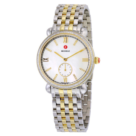 Michele Gracile Women's White Mother-of-Pearl Dial Two-Tone Stainless Steel Bracelet Quartz Watch MWW26A000003